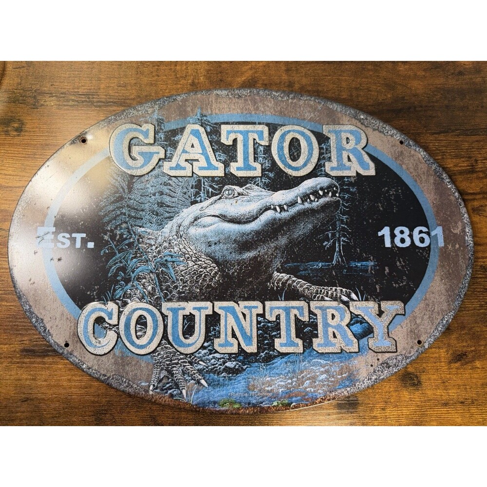 Gator Country Metal Tin Sign Wall Decor Man Cave Garage Shop